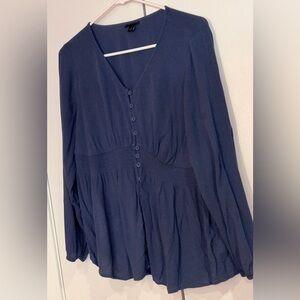 Torrid Blue Blouse Long Sleeve. Size 1